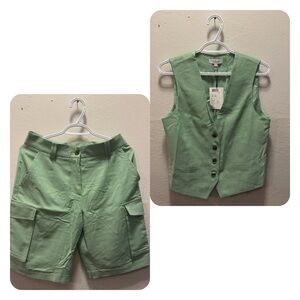 Green Women's Shorts and Vest Set